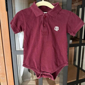 Texas A&M baby polo bodysuit one piece collar embroidered aggies short sleeve